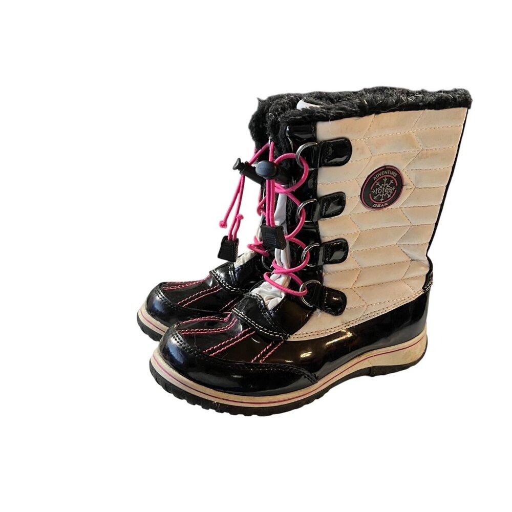 Adventure Gear Girls Winter Boots Size 2 Black & White‎ Quilted